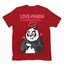 Camiseta vermelha Básica Com Estampa Panda Morcego