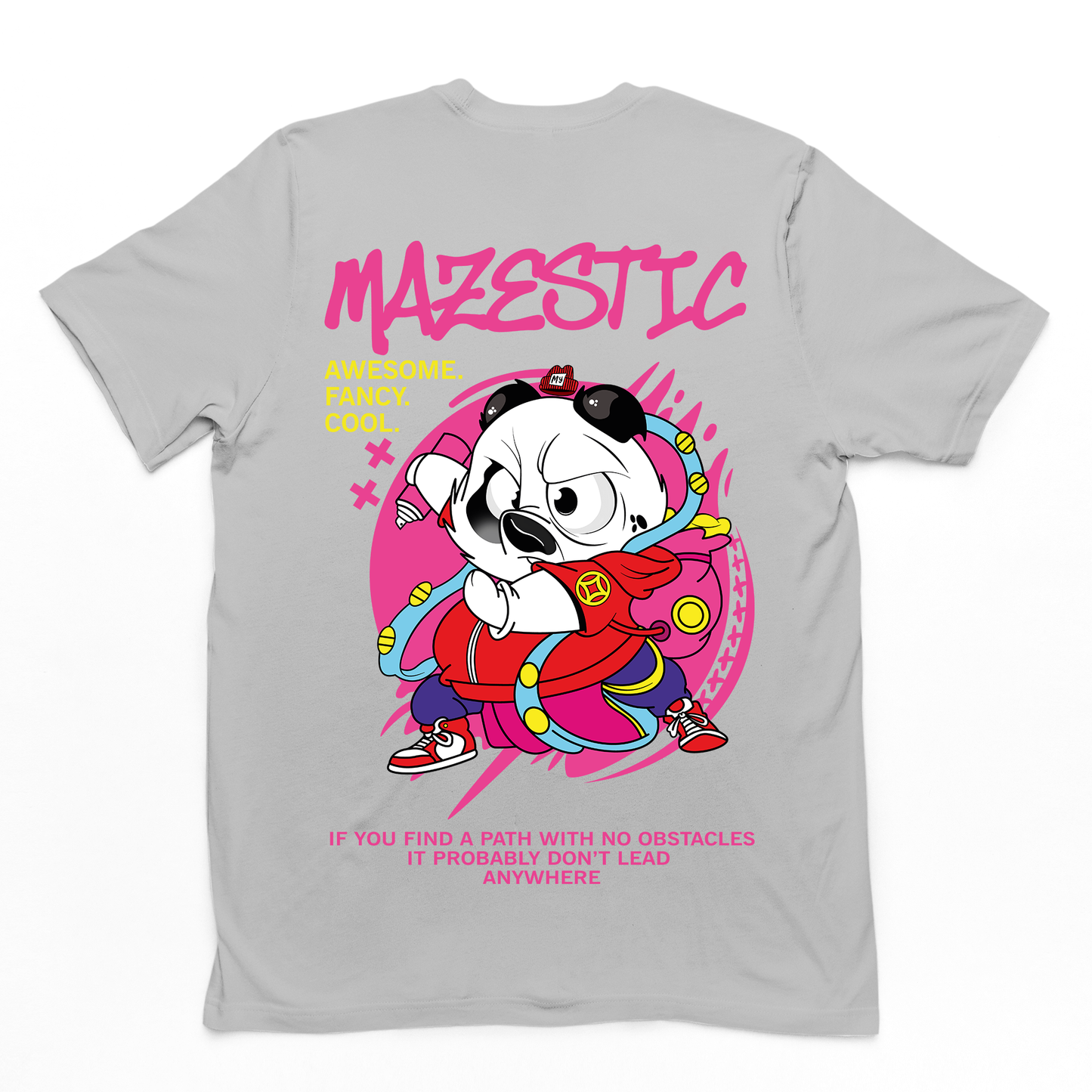 Camiseta rosa Básica Com Estampa Panda Pixador