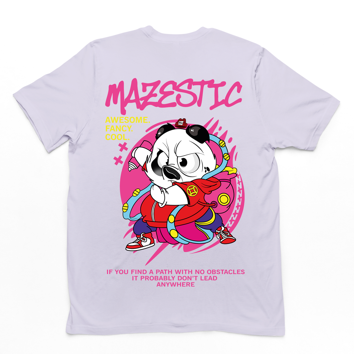 Camiseta lilás Básica Com Estampa Panda Pixado