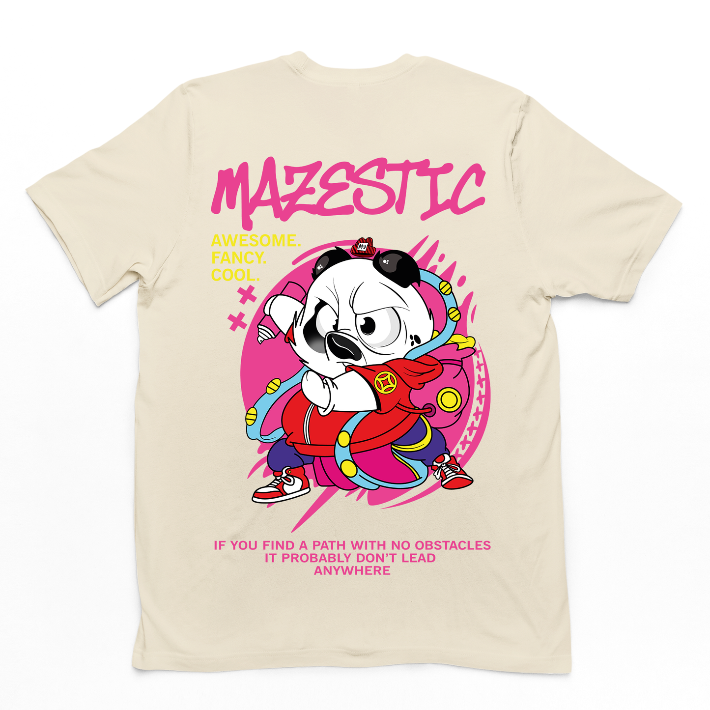 Camiseta pérola off white Básica Com Estampa Panda Pixador