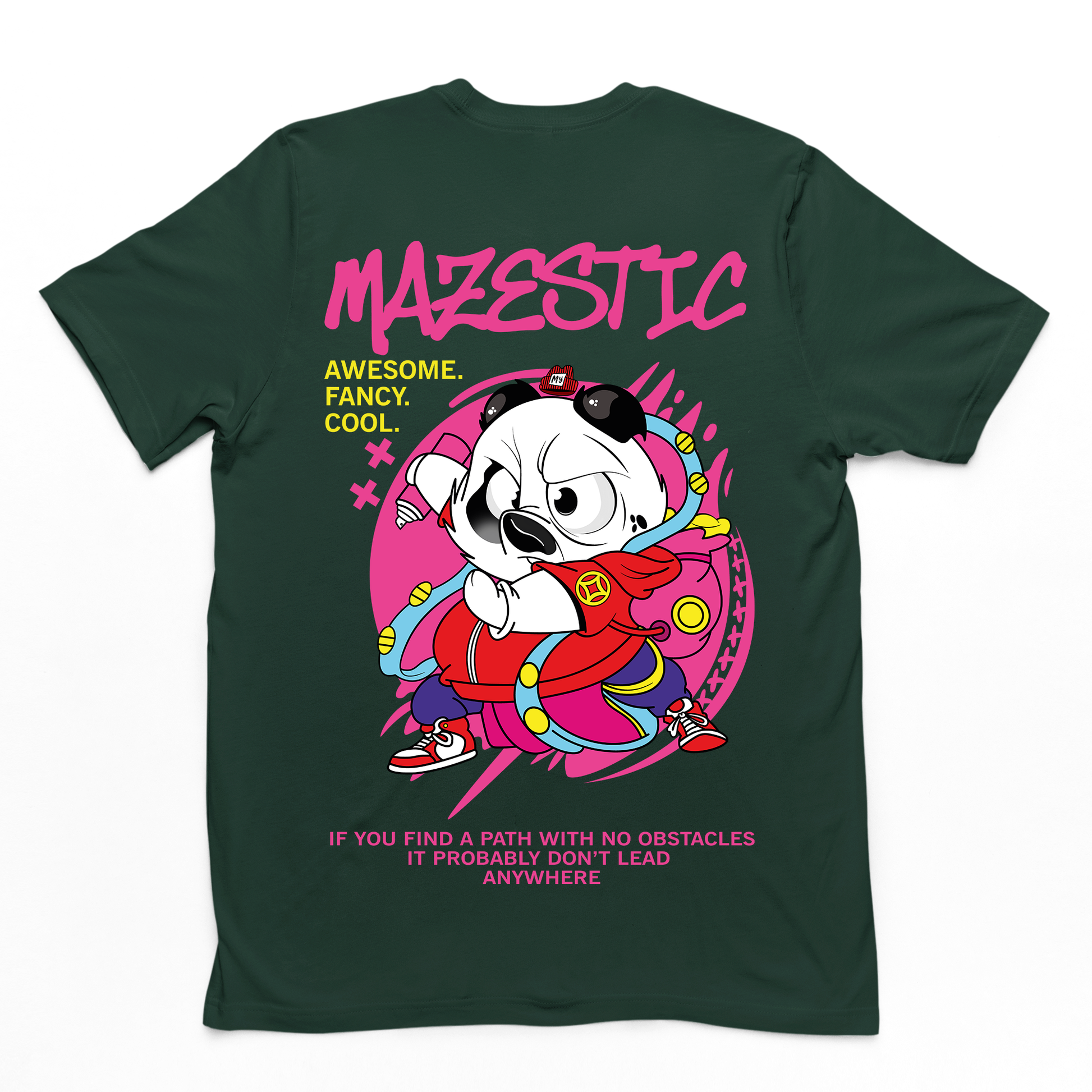 Camiseta rosa Básica Com Estampa Panda Pixador