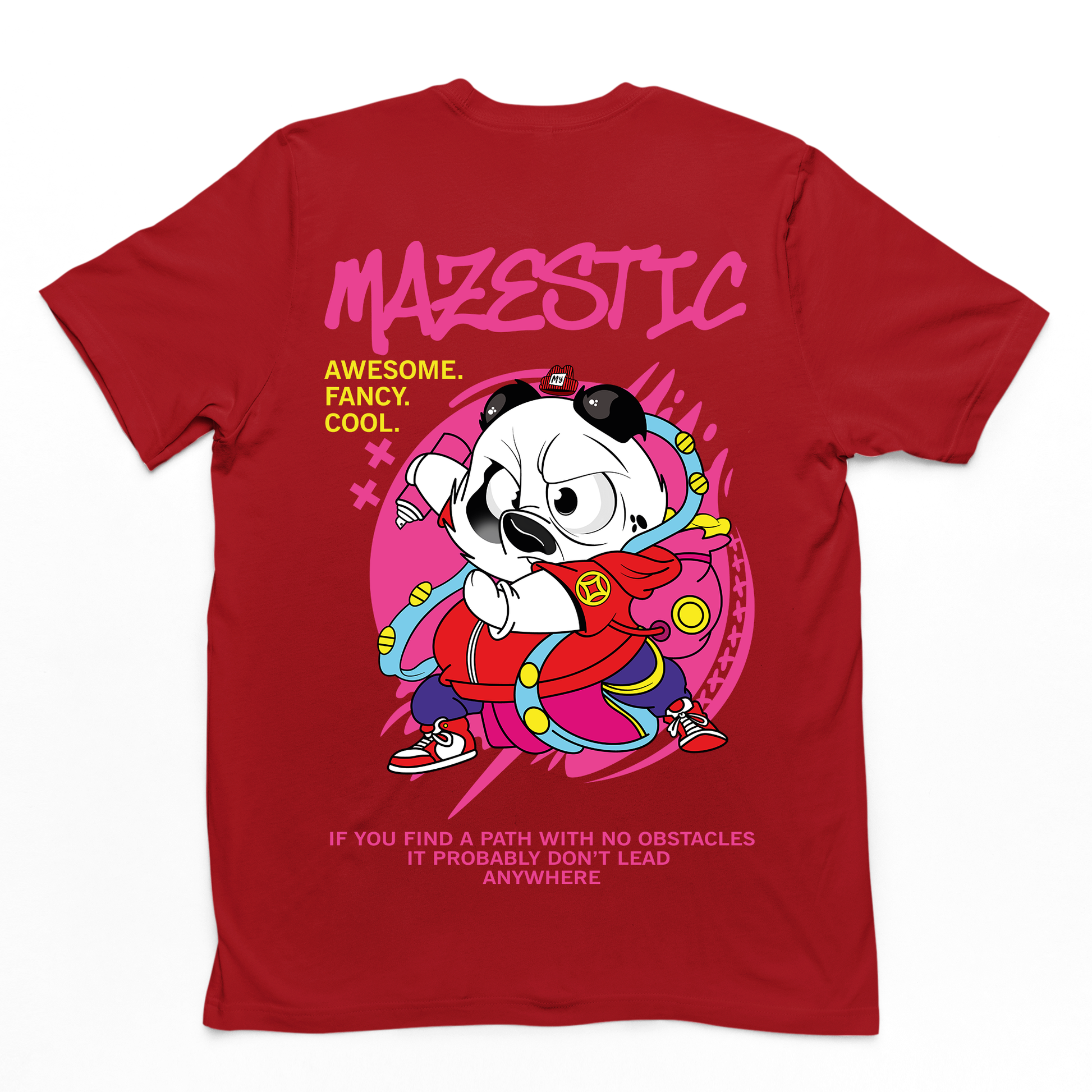 Camiseta rosa Básica Com Estampa Panda Pixador