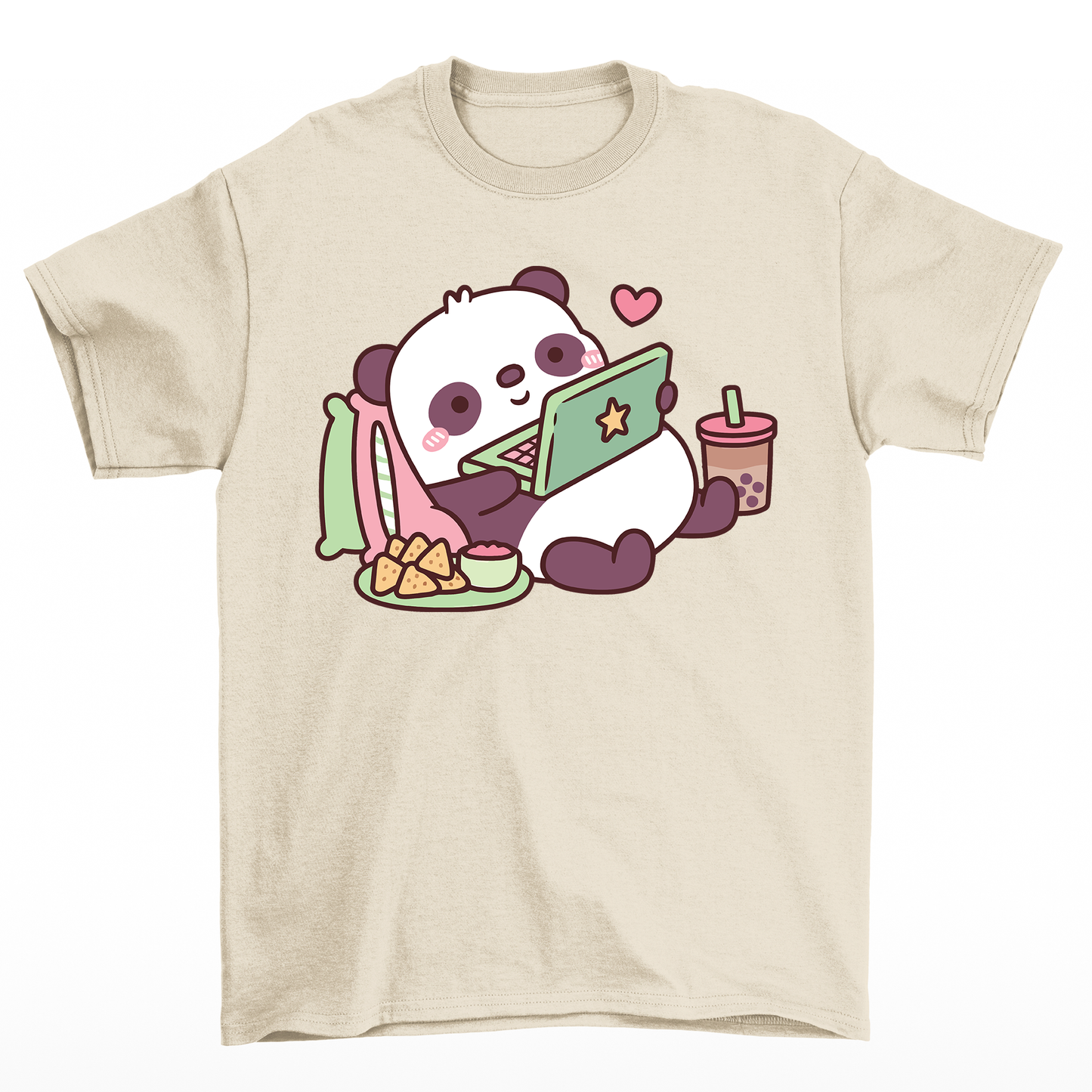 Camiseta básica com estampa panda preguiçoso 