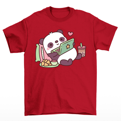 Camiseta básica com estampa panda preguiçoso 