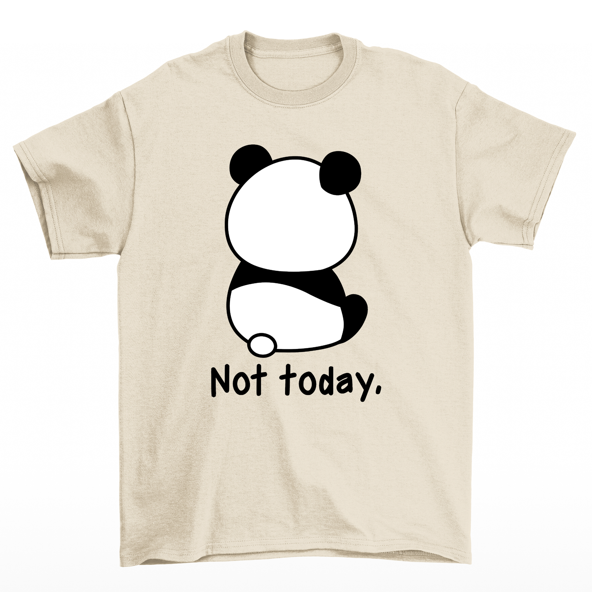 Camiseta pérola básica com estampa de panda emburrado bravo not today - Pérola