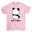 Camiseta rosa básica com estampa de panda emburrado bravo not today