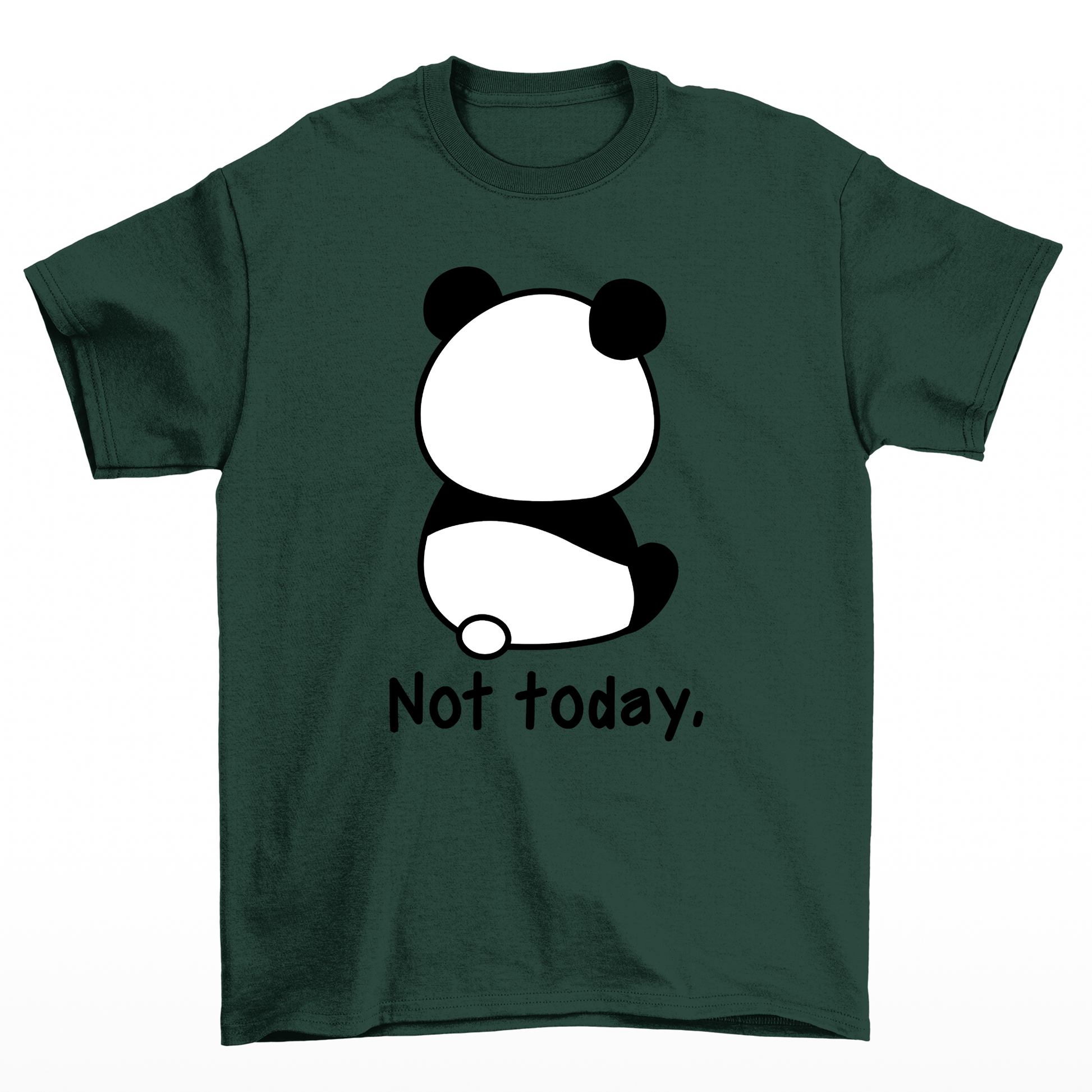 Camiseta verde básica com estampa de panda emburrado bravo not today - Verde