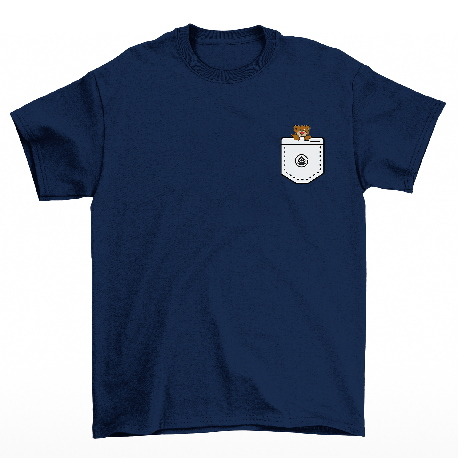 Camiseta azul marinho com ursinho fofo de bolso