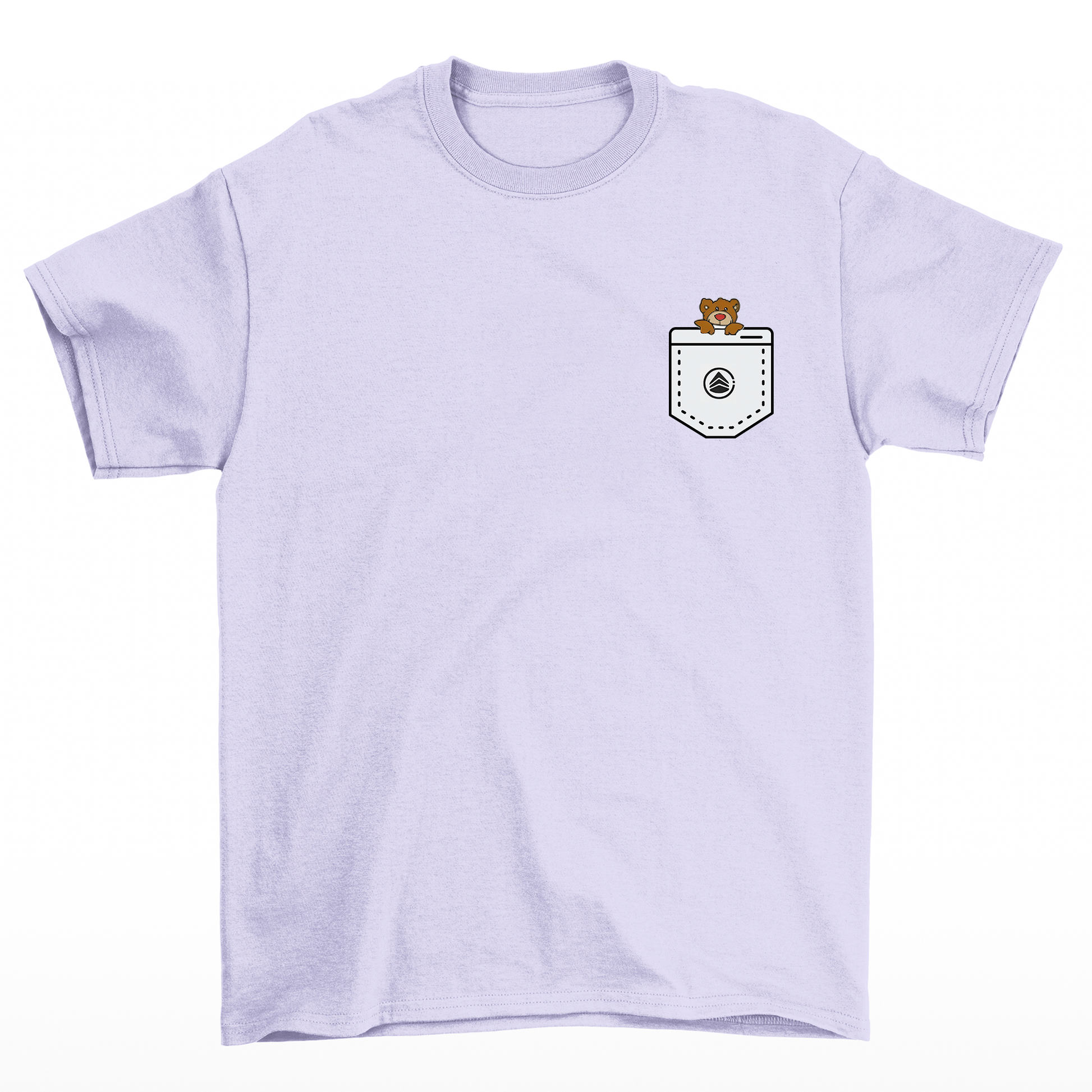 Camiseta lilás com ursinho fofo de bolso