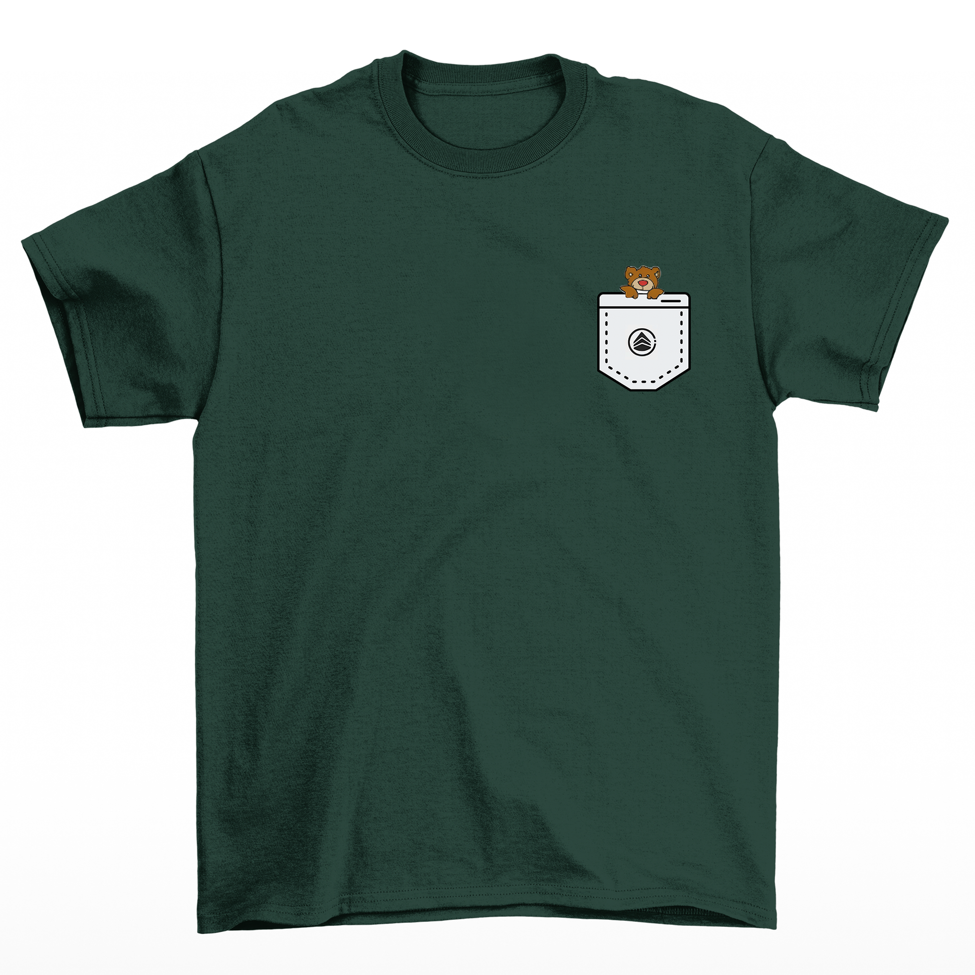 Camiseta verde com ursinho fofo de bolso