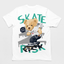 Camiseta Básica Urso no Skate com Estilo Street - Branco