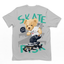 Camiseta Básica Urso no Skate com Estilo Street - Cinza