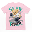 Camiseta Básica Urso no Skate com Estilo Street - Rosa bebe