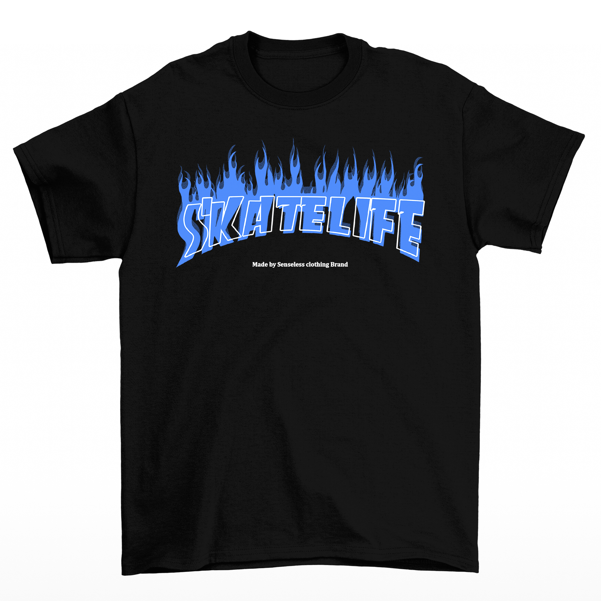 Camiseta Básica Skatelife com Fogo Street- Preto