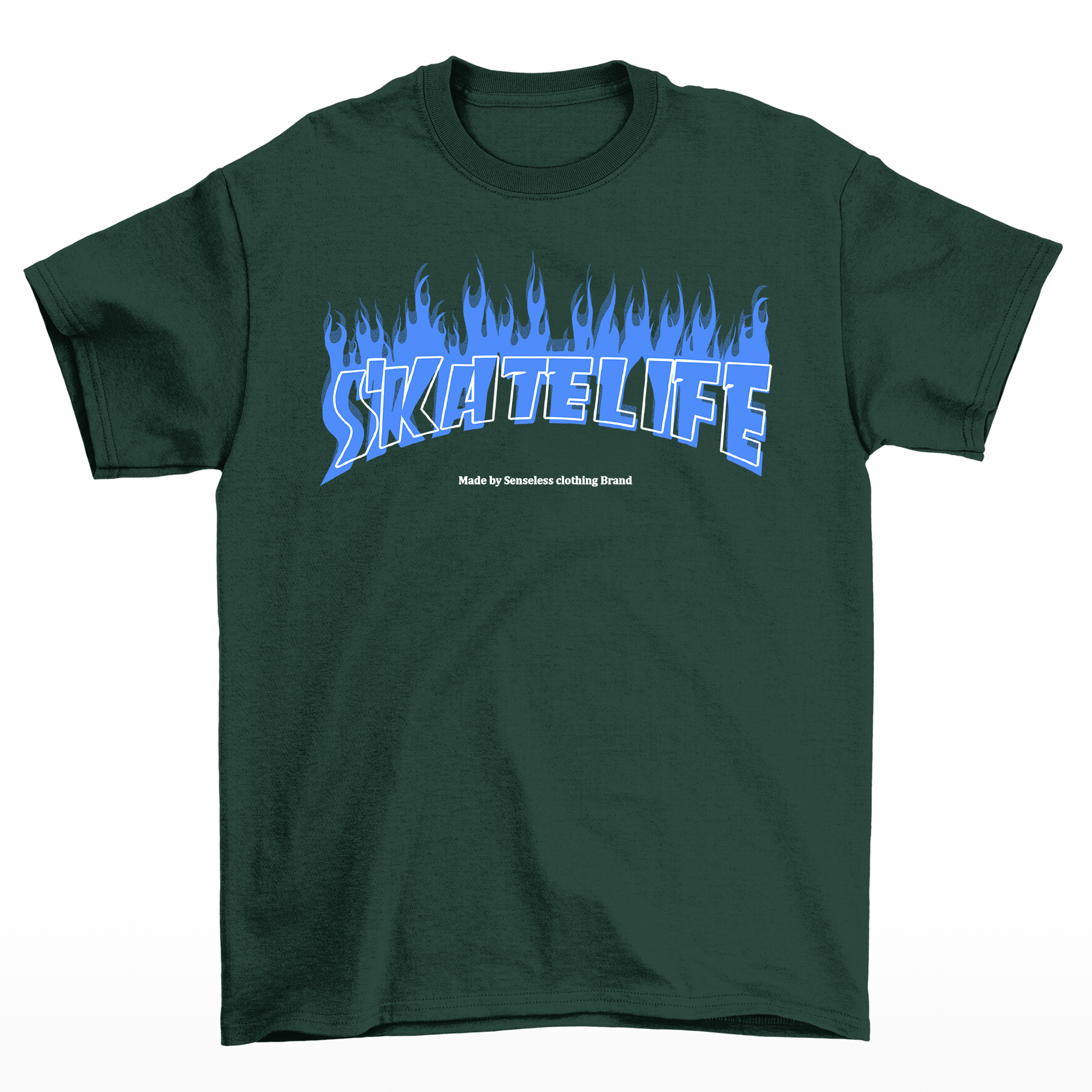 Camiseta Básica Skatelife com Fogo Street- Verde