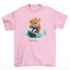 Camiseta Básica rosa bebê Unissex Com Estampa Urso No Jet Ski