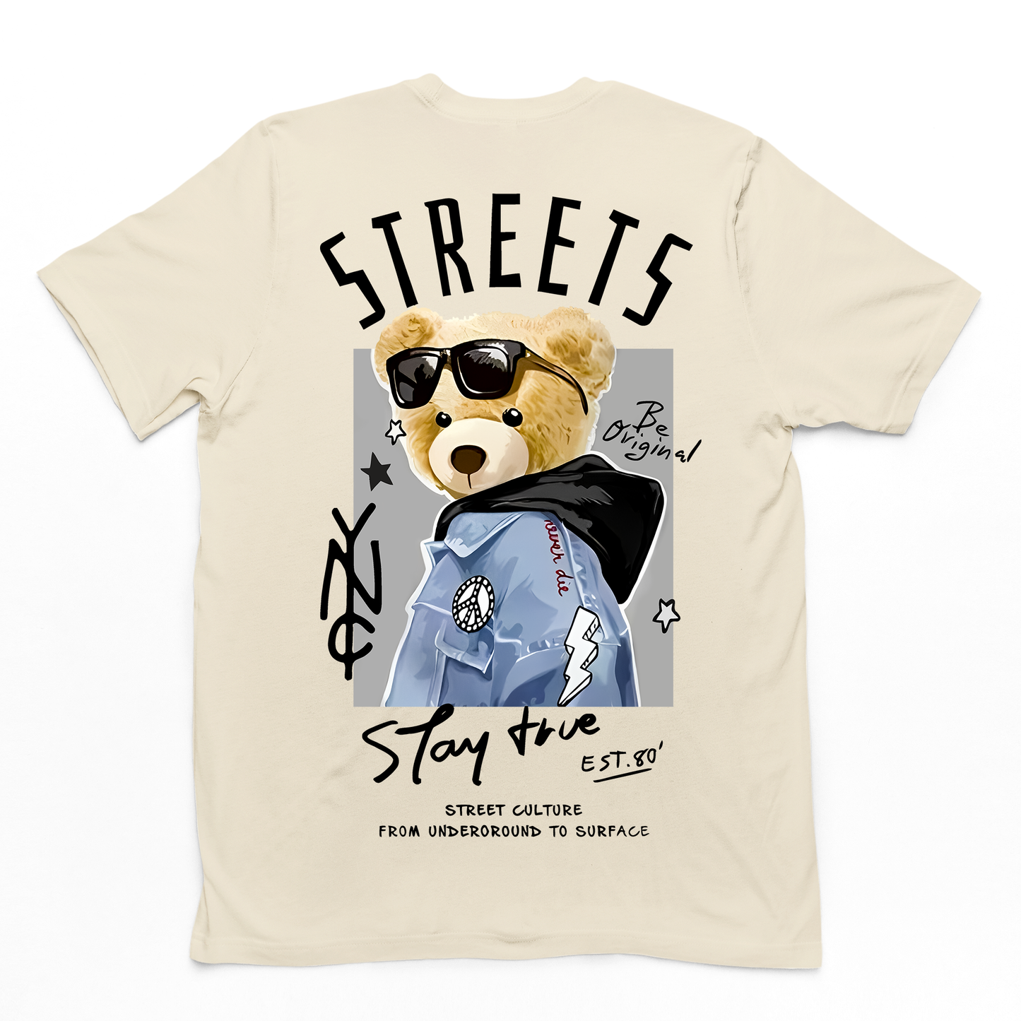 Camiseta Básica com estampa de urso streetwear Pérola