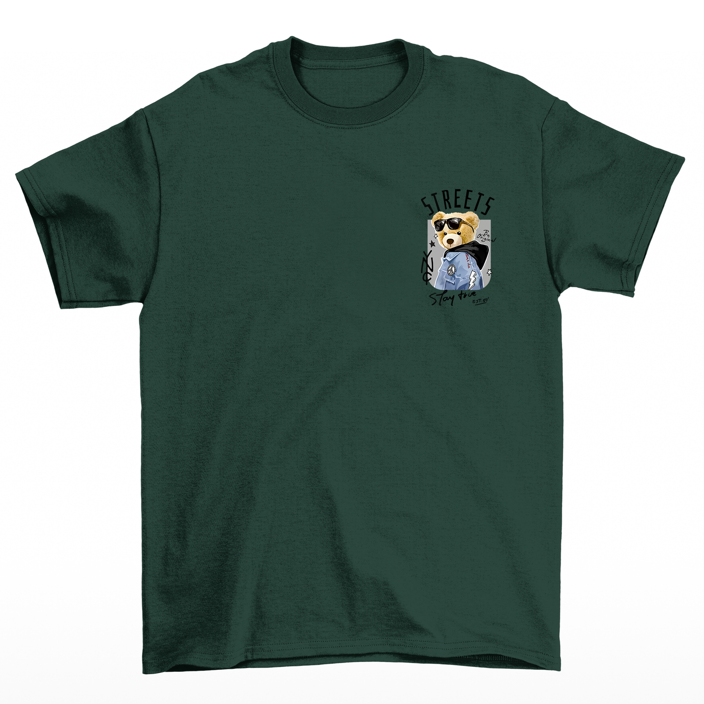 Camiseta Básica com estampa de urso streetwear Verde