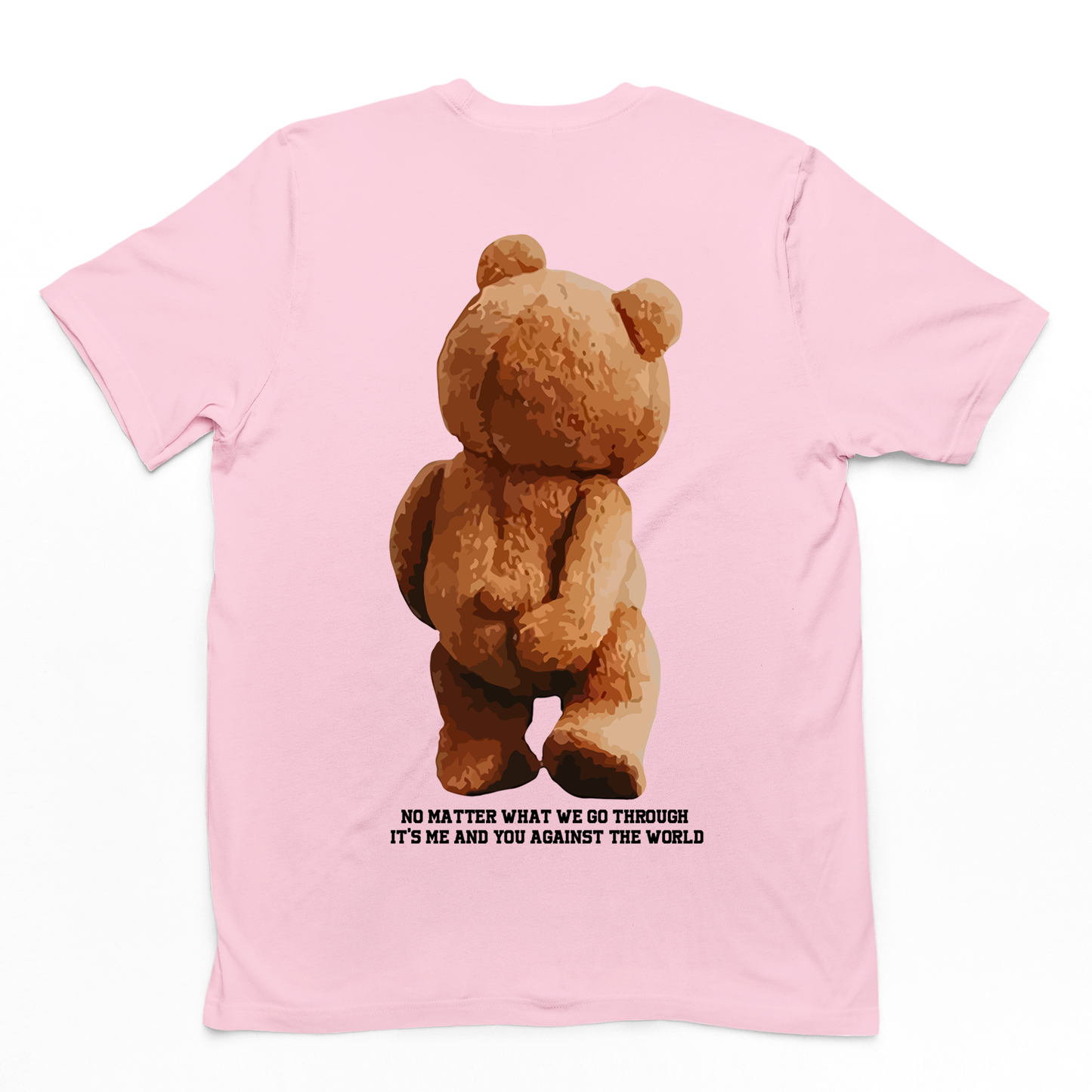 camiseta básica rosa bebê com estampa ursinho engraçado