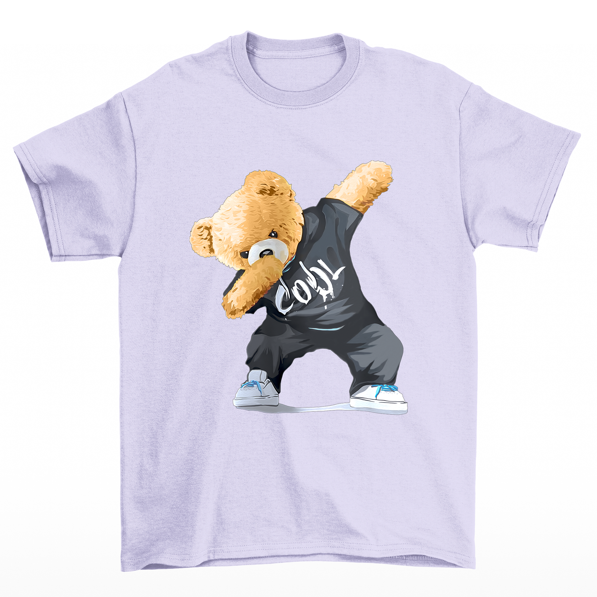 camiseta básica lilás estampa urso dab