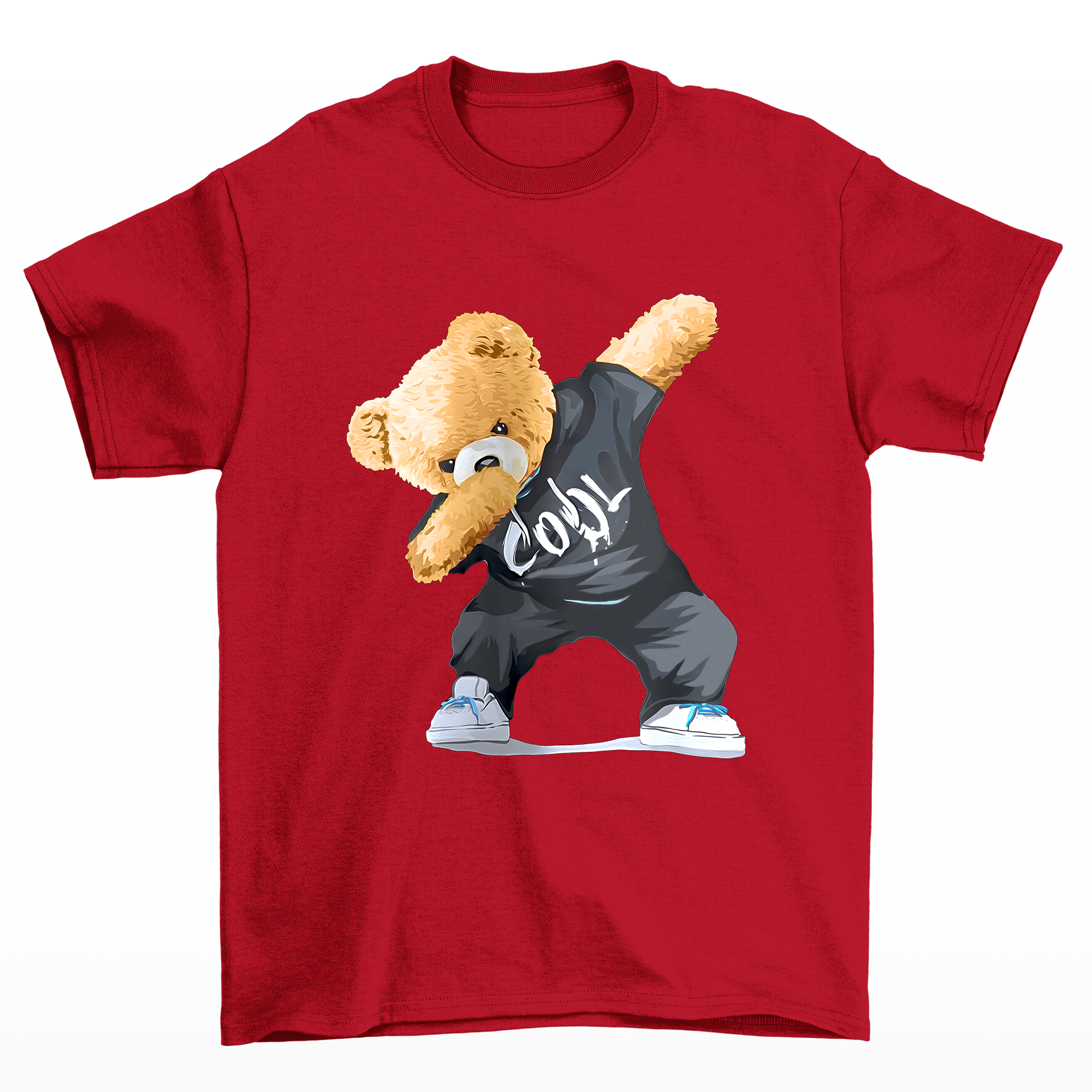 camiseta básica vermelho estampa urso dab