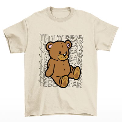 Camiseta basica pérola com estampa teddy ursinho