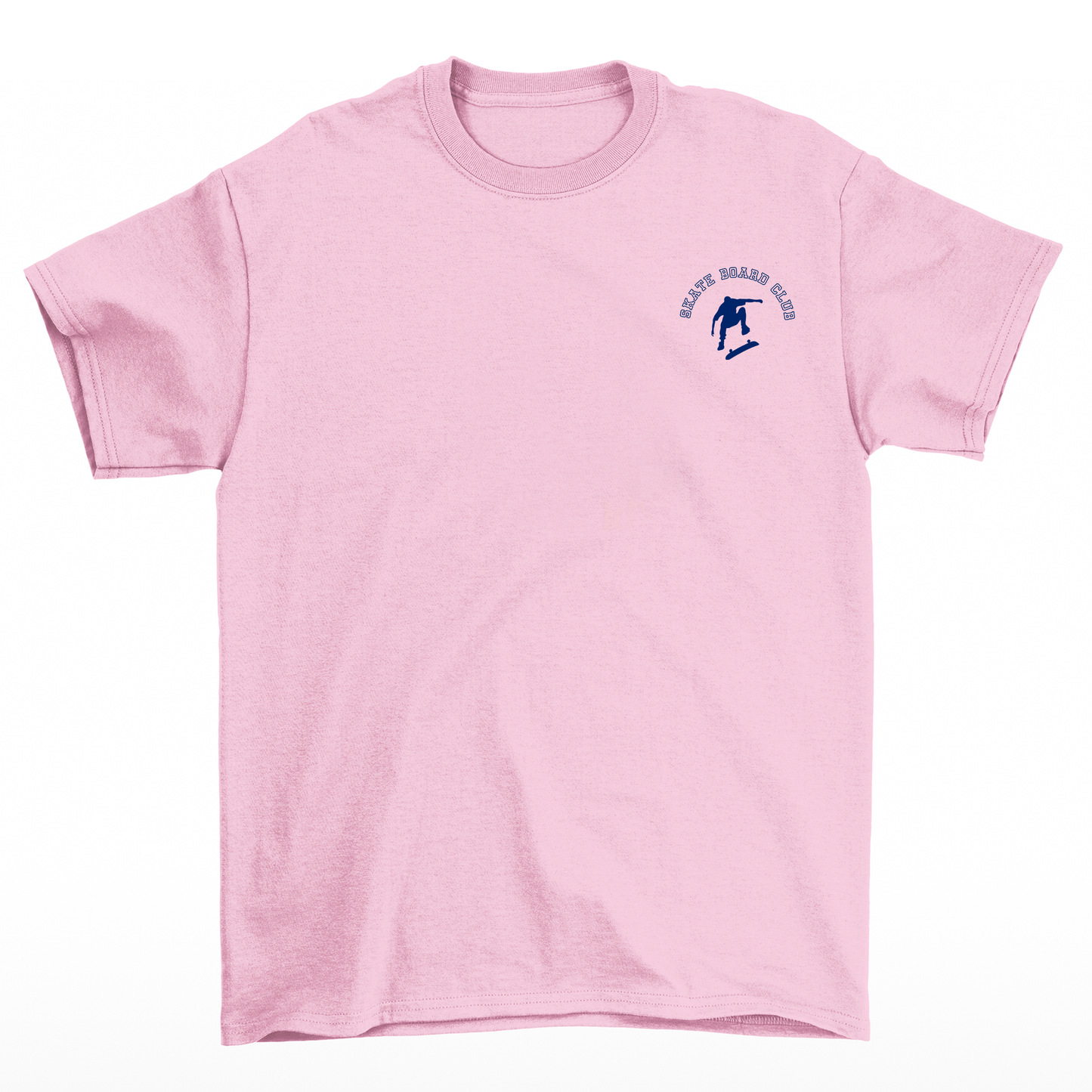 Camiseta Básica Unissex Com Estampa Manobra De Skate- Rosa bebe