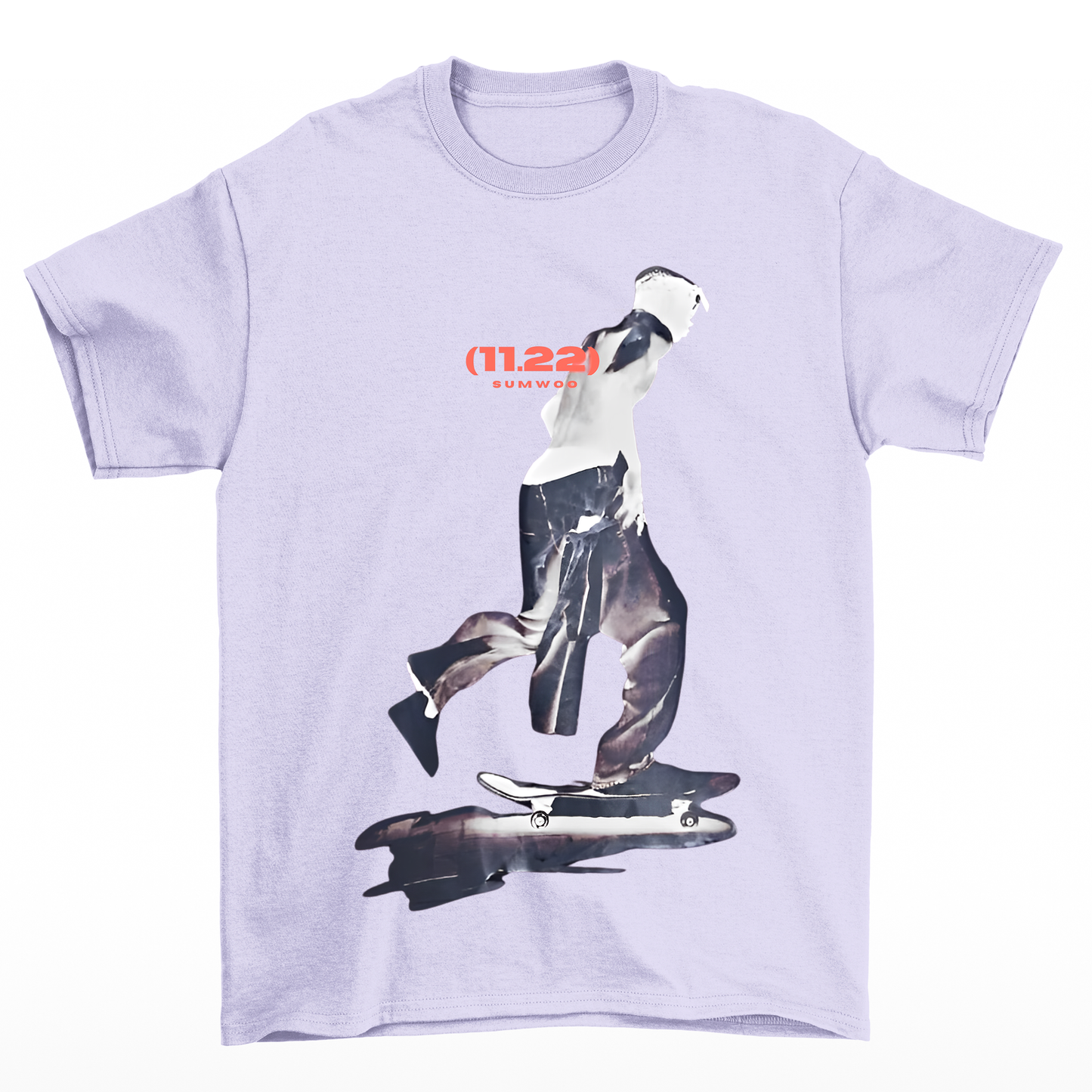 Camiseta Básica Unissex Com Estampa Homem Andando De Skate- Lilás