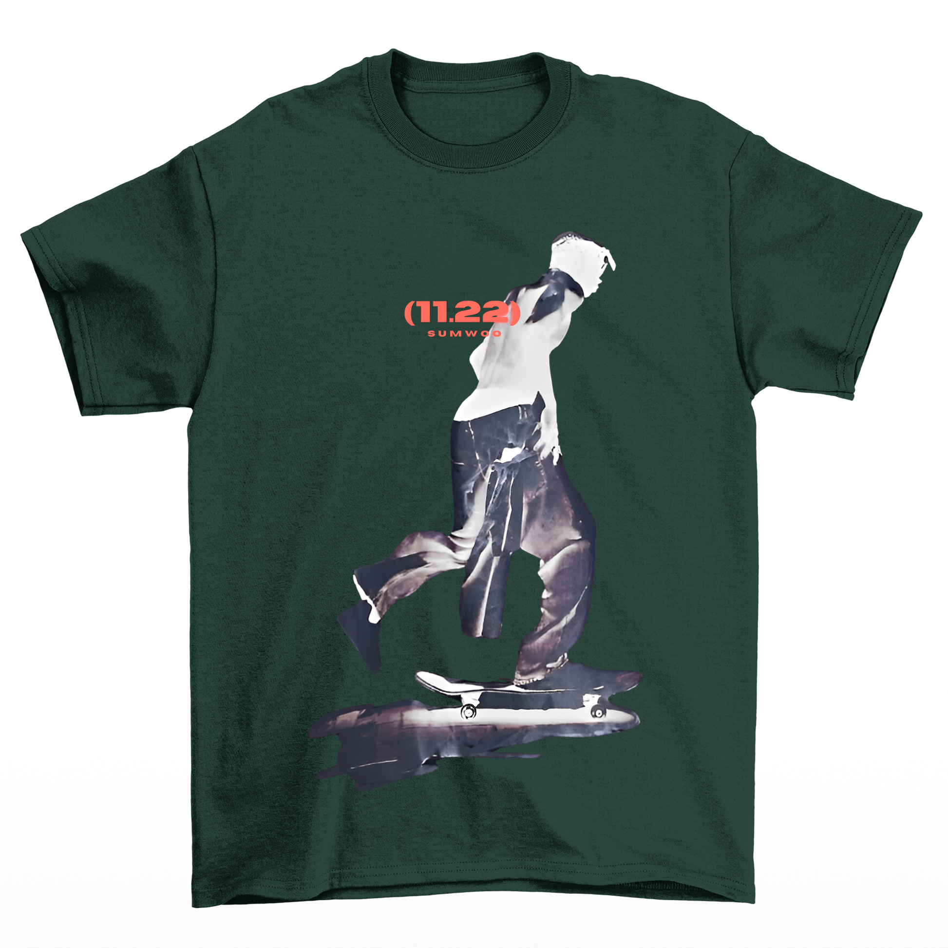 Camiseta Básica Unissex Com Estampa Homem Andando De Skate- Verde