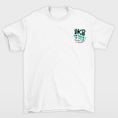 Camiseta Básica Unissex Com Estampa SkateBoard- Branco