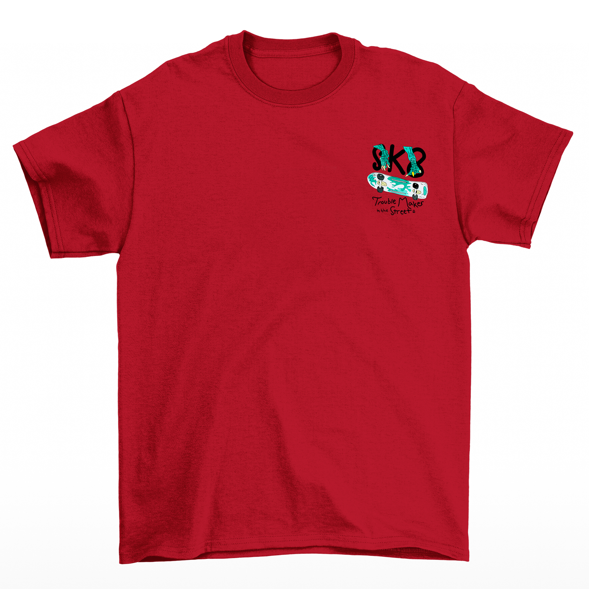 Camiseta Básica Unissex Com Estampa SkateBoard- Vermelho