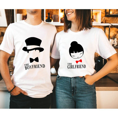 Camiseta Básica Com Estampa De Casal Namorado E Namorada