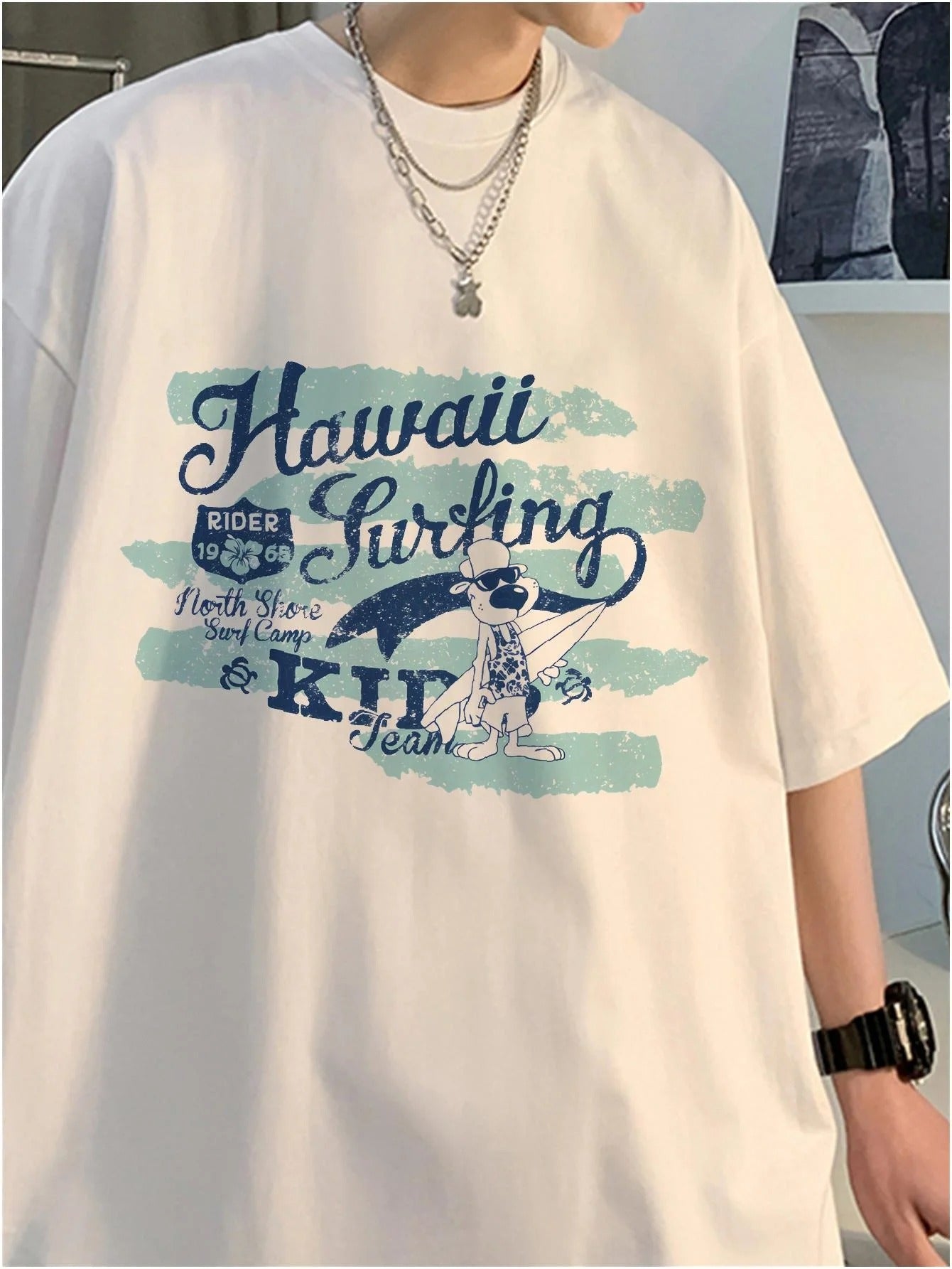 Camiseta Básica Unissex Com Estampa Praia Do Hawaii Prancha Surf