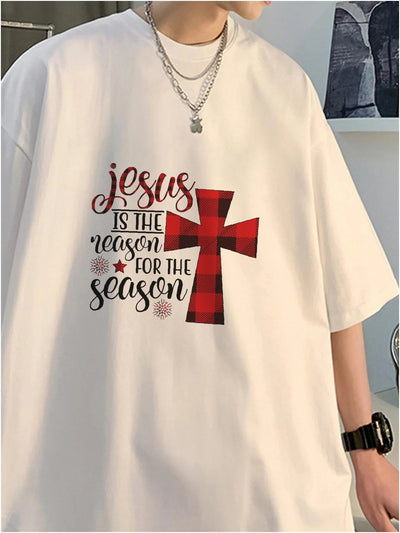 Camiseta Básica Unissex Com Estampa Jesus Cruz Natalina