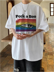 Camiseta Básica Unissex Peek A Boo I Can See You Through Rainbow