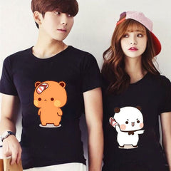 Camiseta Básica Casal Couple Funny Panda