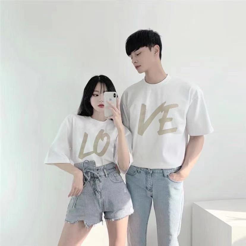 Camiseta Básica Casal Estampa Love Amor