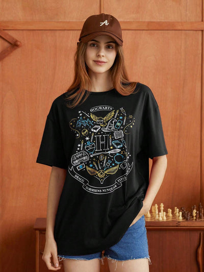 Camiseta Básica Feminina Estampa Escola De Hogwarts