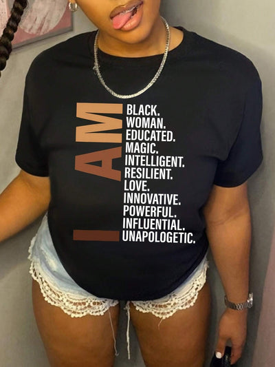 Camiseta Básica Feminina Com Estampa Mulher Negra Empoderada 