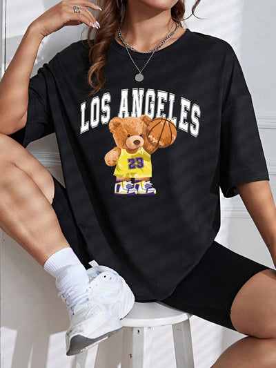 Camiseta Básica Feminina Los Angeles Ursinho Basketball