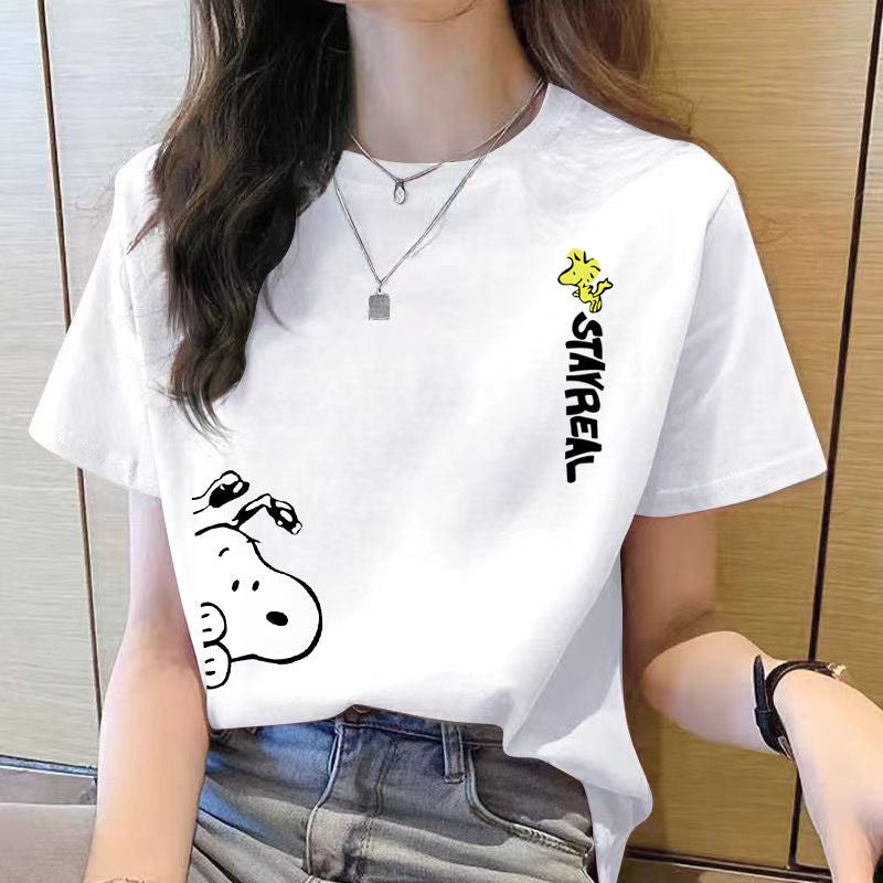 Camiseta Básica Com Estampa Snoppy Cachorro