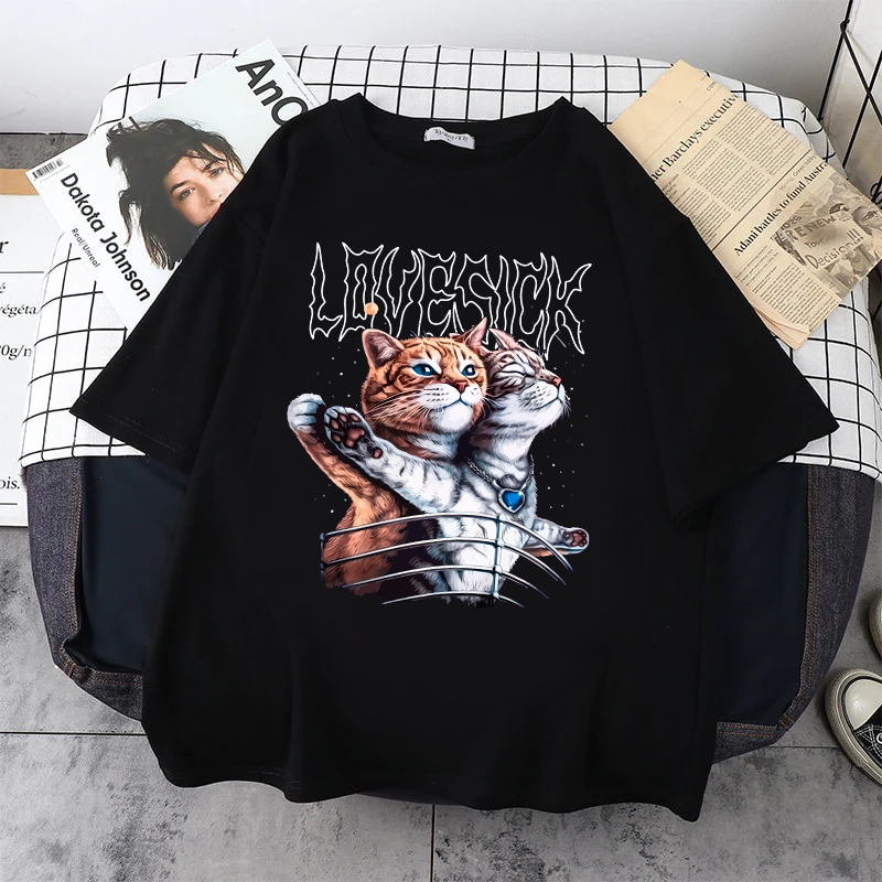 Camiseta básica Com Estampa Gatinho Titanic