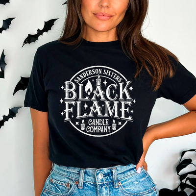 Camiseta Básica Com Estampa Chama Negra