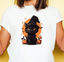 Camiseta Básica Com Estampa Gatinho Bruxa- Branco