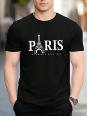 Camiseta Básica Masculina Paris Torre Eiffel