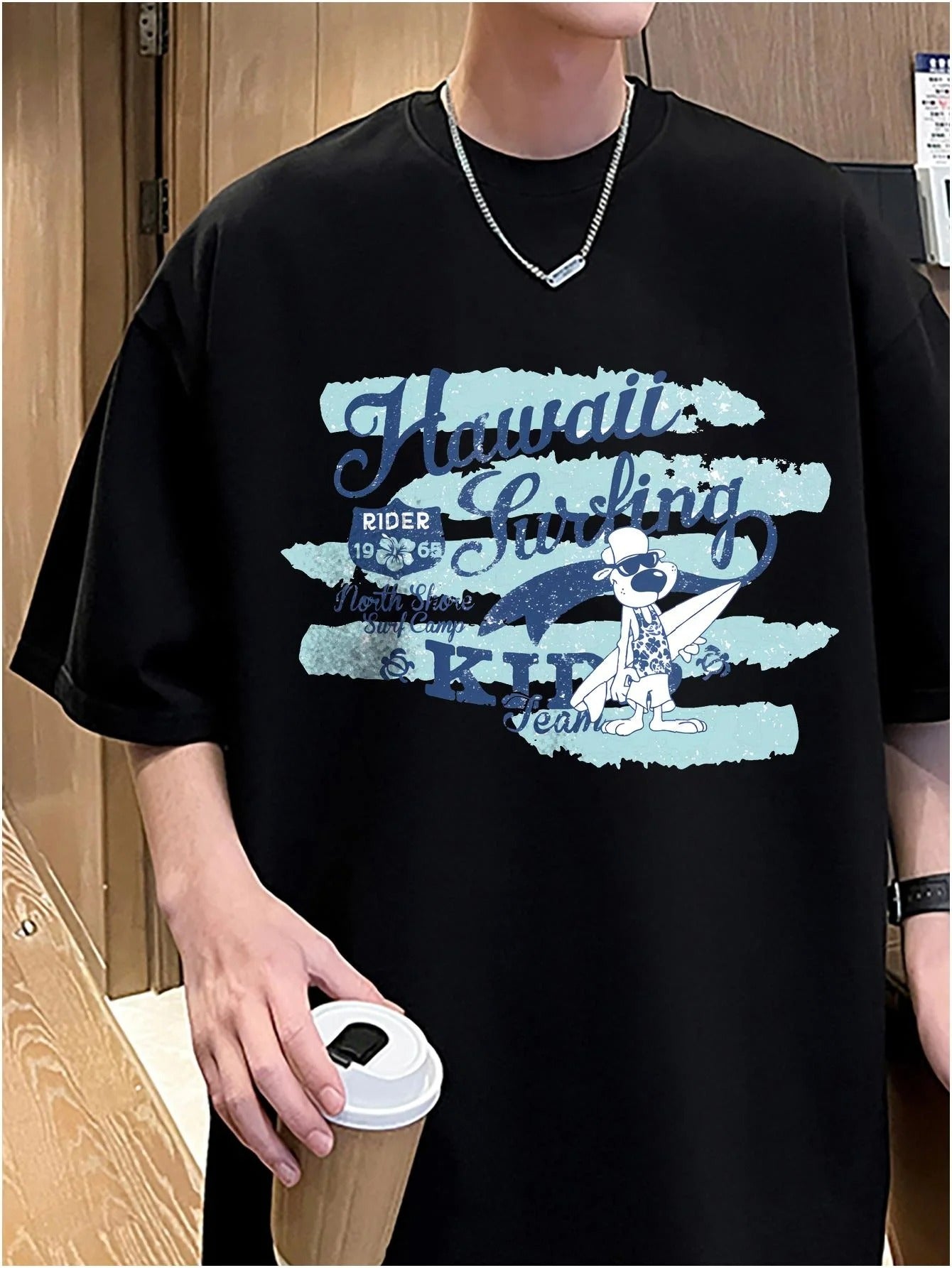 Camiseta Básica Unissex Com Estampa Praia De Hawaii Prancha de Surf