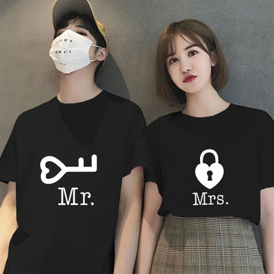 Camiseta Básica Casal Estampa Chave E Cadeado