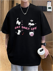 Camiseta Básica Unissex Cat Daily Life Playtime