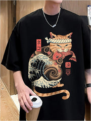 Camiseta Básica Unissex Japonêse Style Cat Fish