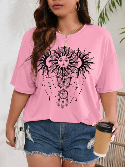 CAmiseta Básica Feminina Com Estampa Sol Fashion